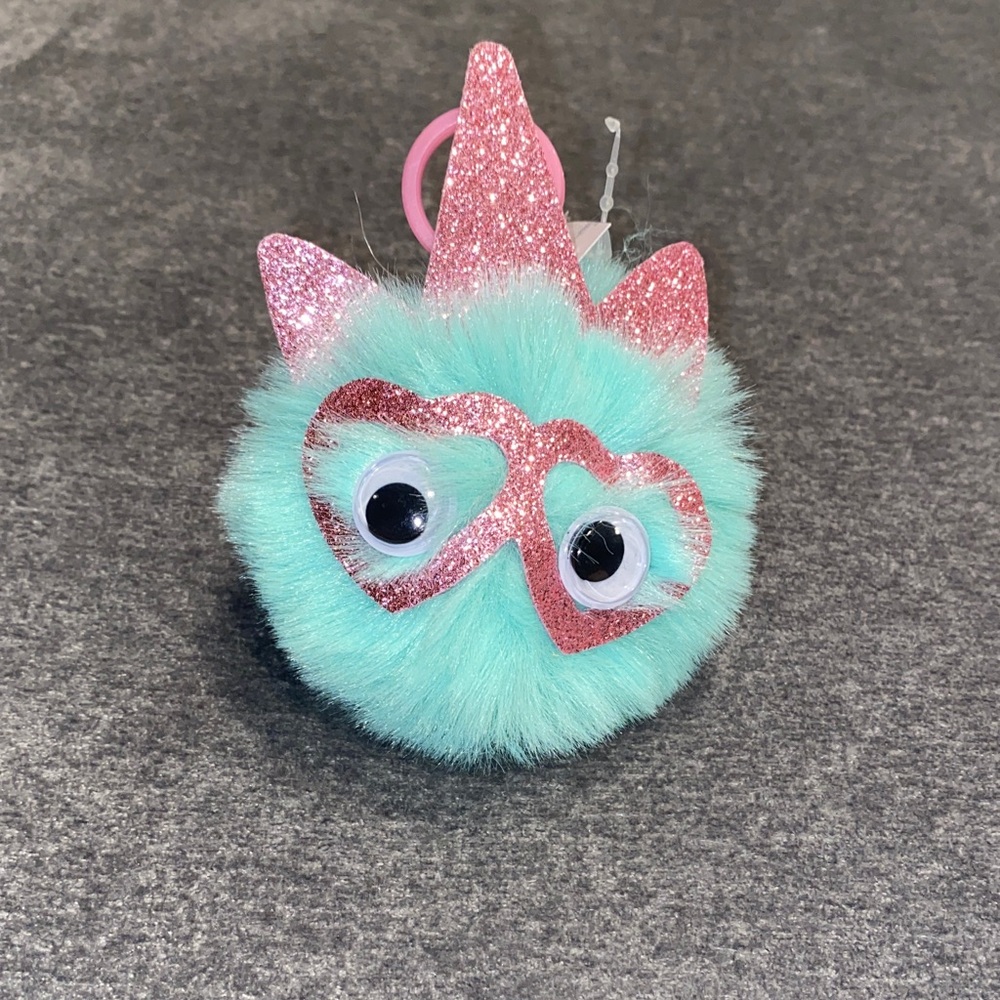 Sparkly Pink and Blue Kids Furry Keychain